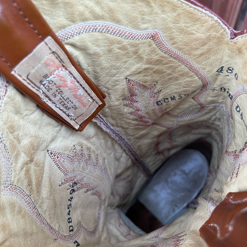 Vintage 1990’s Larry Mahan’s Brown Leather Cowboy Boots cognac leather - Picture 12 of 16